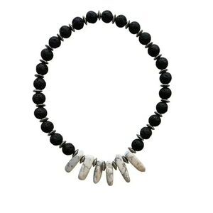 Handmade Lava and White Howlite Semi Precious Stone Necklace